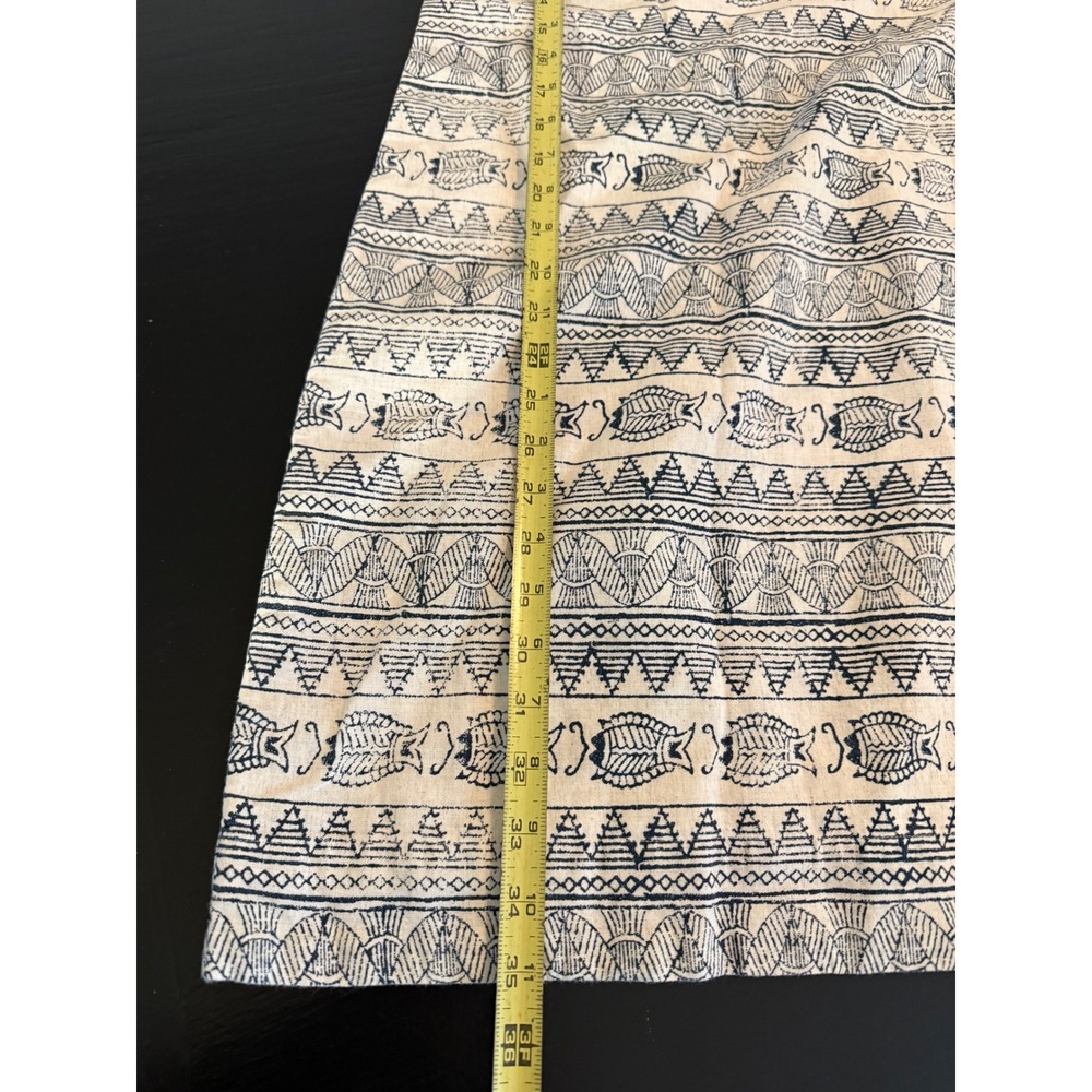 Bombay Paisley Womens XS Cotton Linen Fish Block Print Sleeveless Shift Dress - Picture 2 of 7